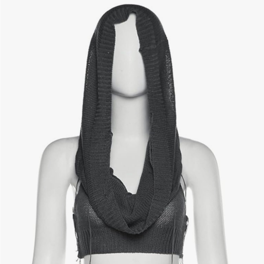 Gray Hooded Crop Top